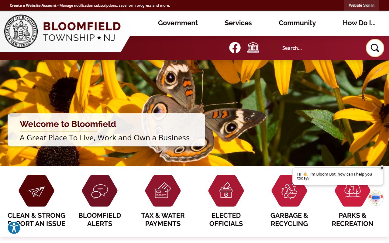 Bloomfield Township website 24 hour booking