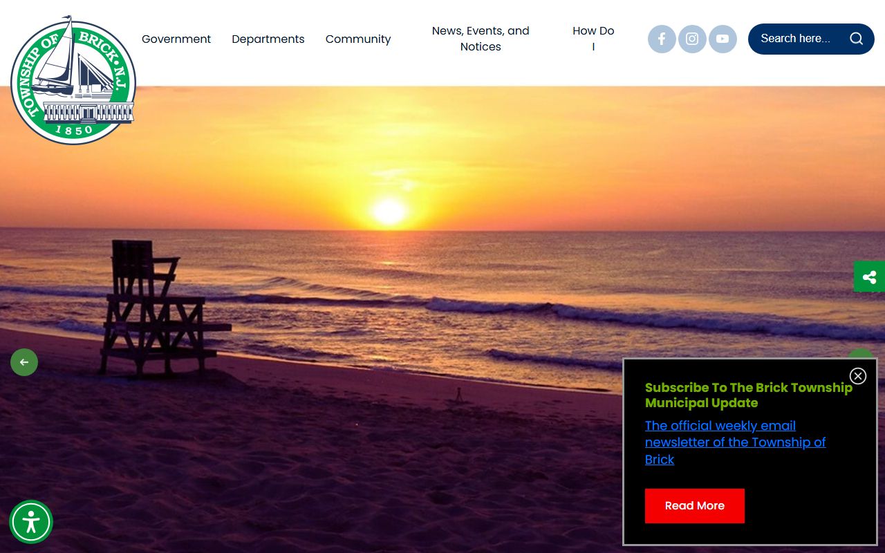 Brick Township website 24 hour booking