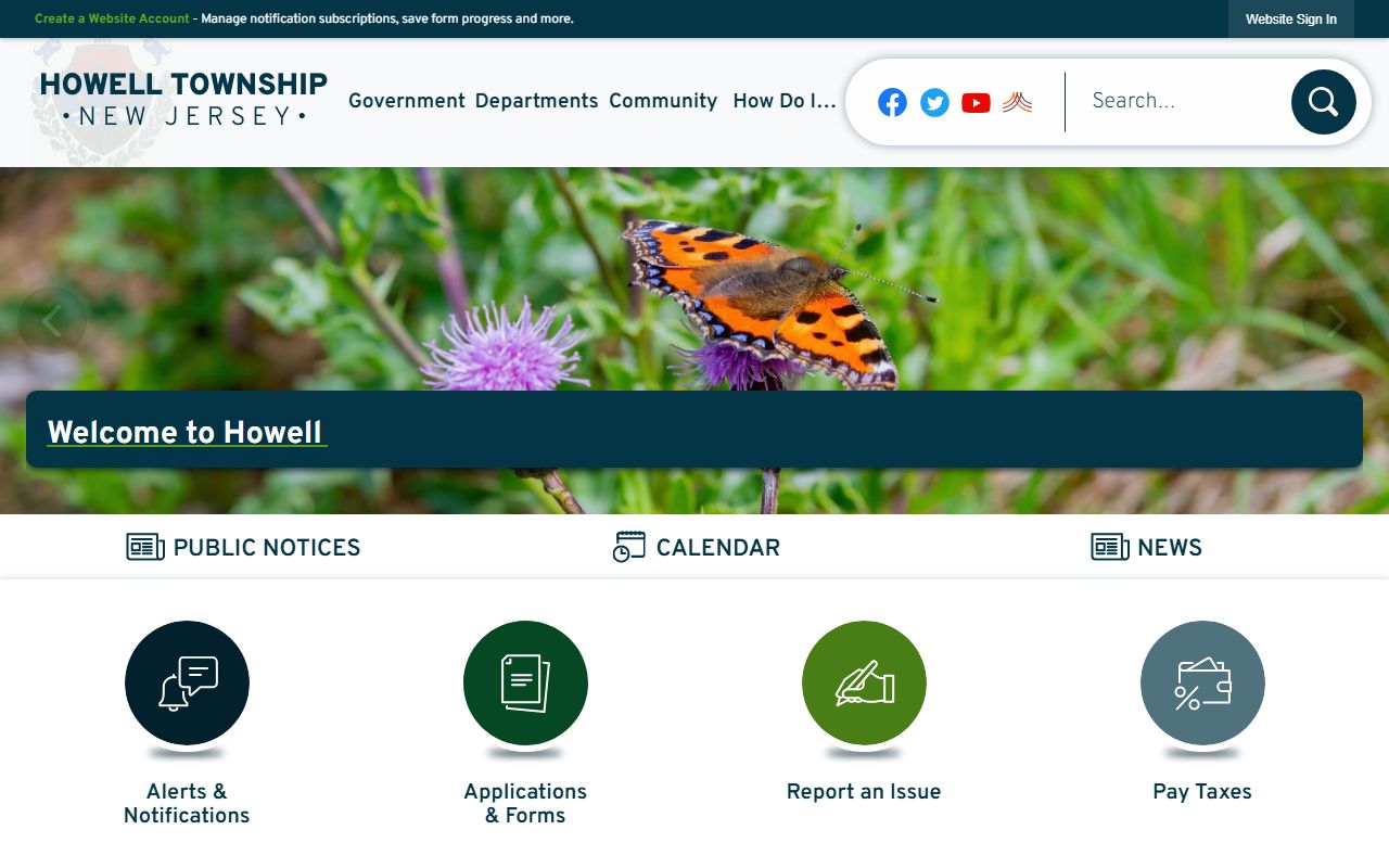 Howell Township website 24 hour booking