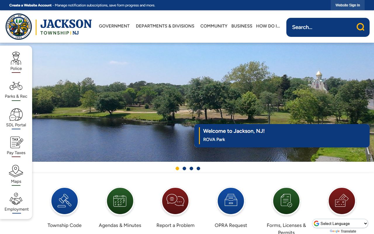 Jackson Township website 24 hour booking