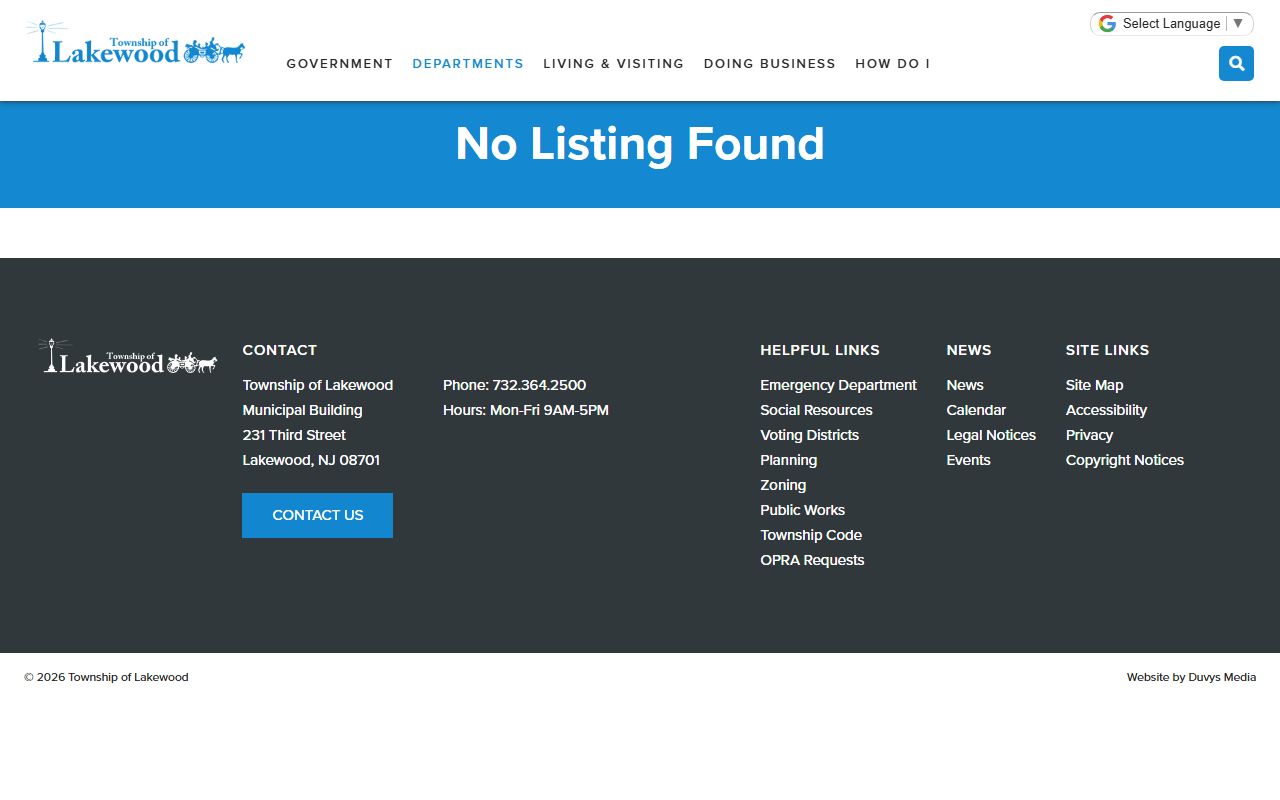 Lakewood Township Police 24 hour booking