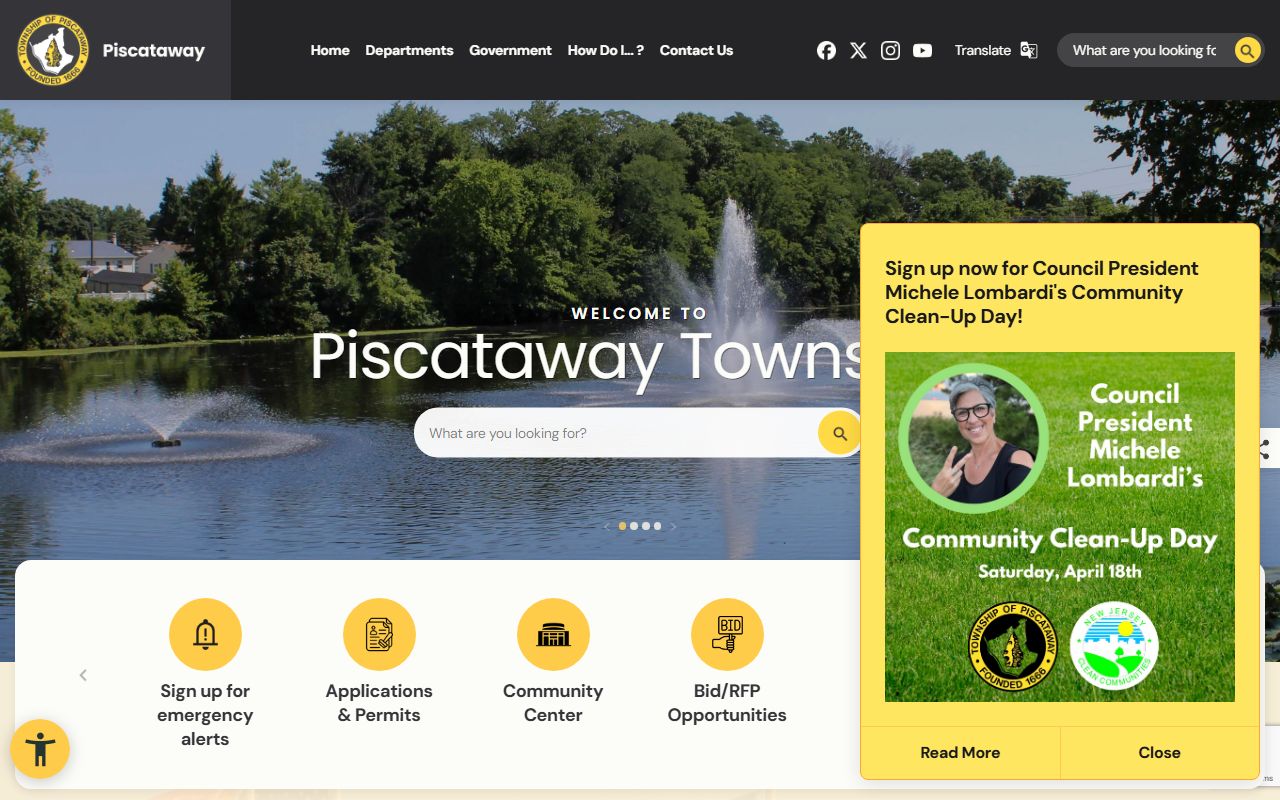 Piscataway Township website 24 hour booking