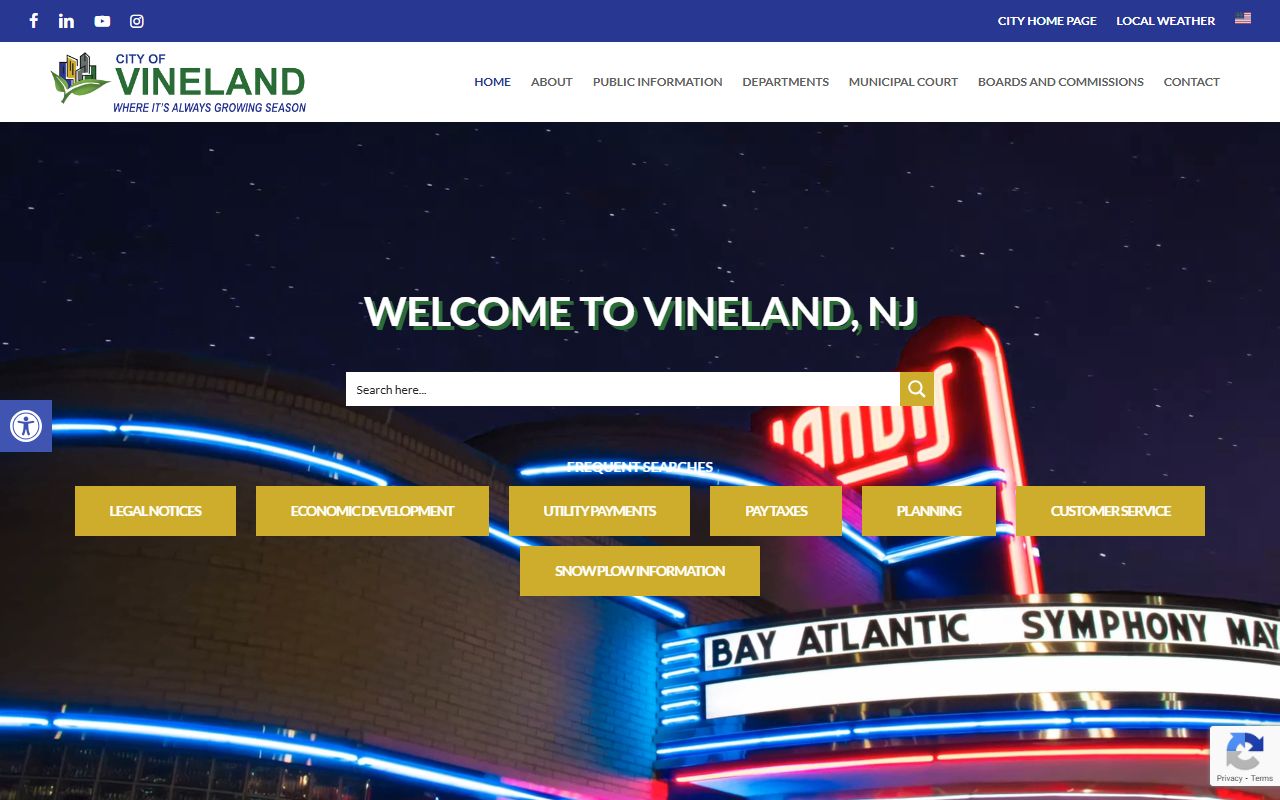 Vineland city website 24 hour booking