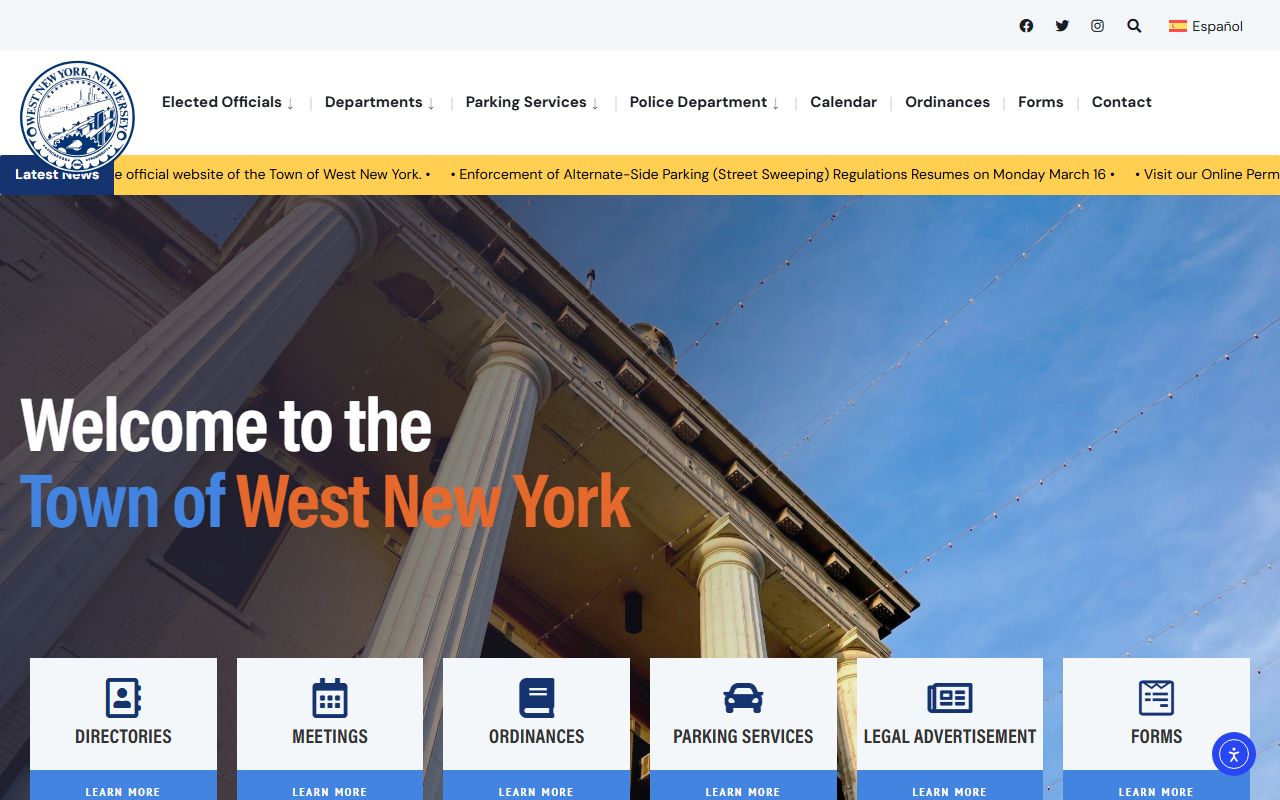 West New York town website 24 hour booking