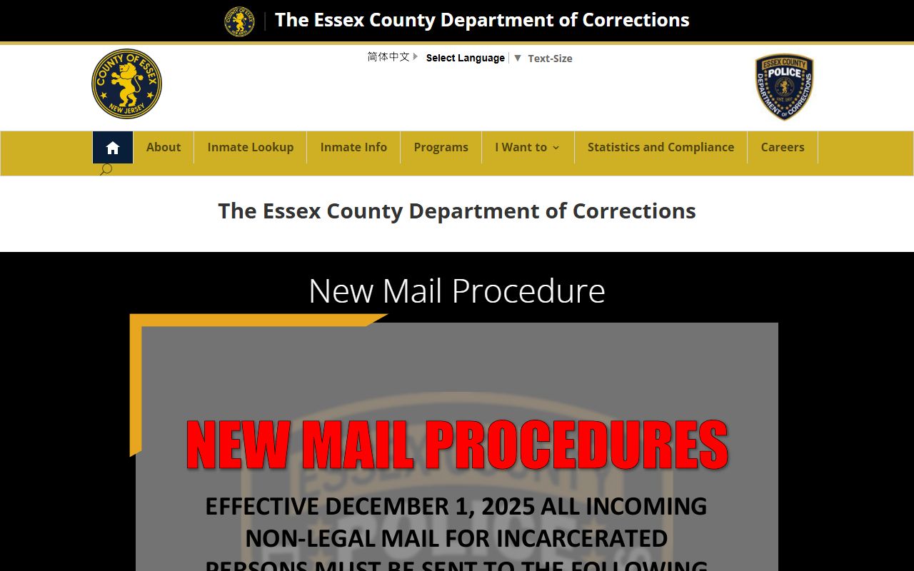 Essex County DOC 24 hour booking records
