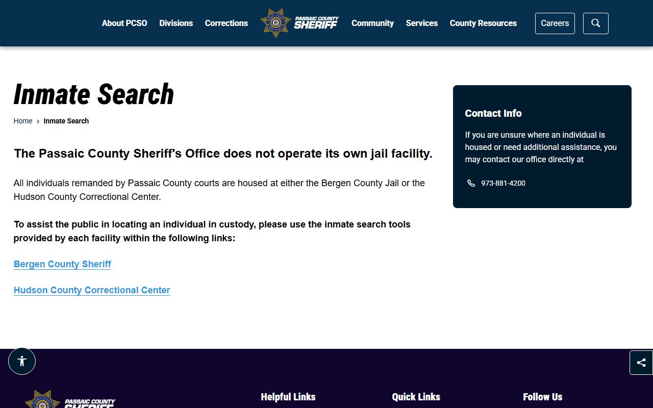 Passaic County inmate search 24 hour booking
