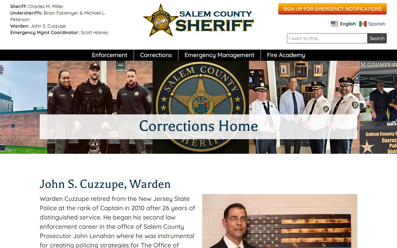 Salem County Corrections 24 hour booking